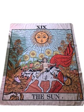 The Sun Tarot Card Fabric Wall Tapestry 50x60 Celestial Bohemian Decor XIX